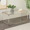 46" Silver Metal Minimalistic Open Framed Living Room Coffee Table with Clear Glass Top & Acrylic Legs